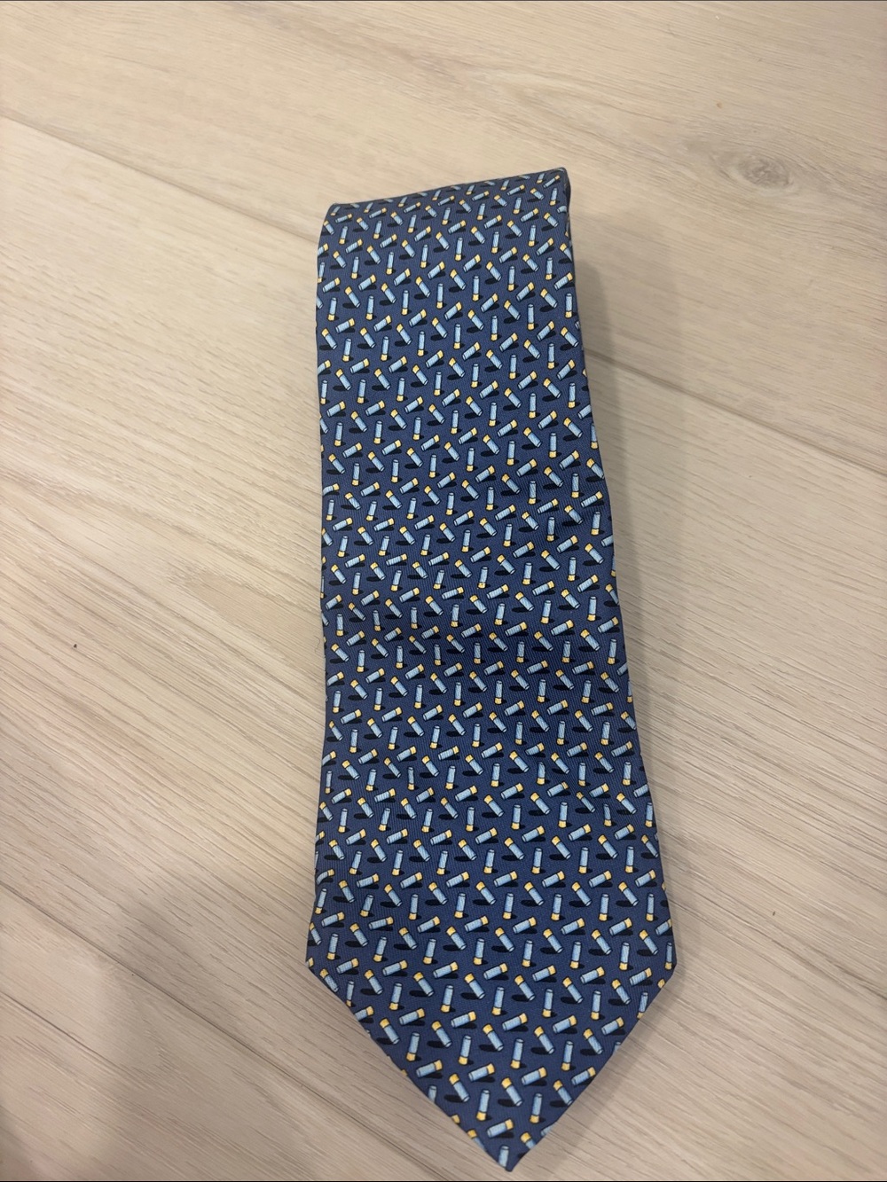 Vineyard Vines Men's Navy Patterned Silk Tie - Brand Unspecified